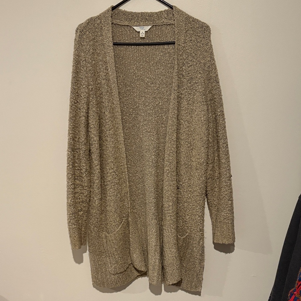 Time and Tru Tan Open-Front Cardigan